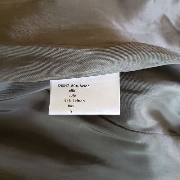 Vintage Basler Silk Linen Jacket Blazer Women's Size 38 Olive Green Business - Picture 7 of 8
